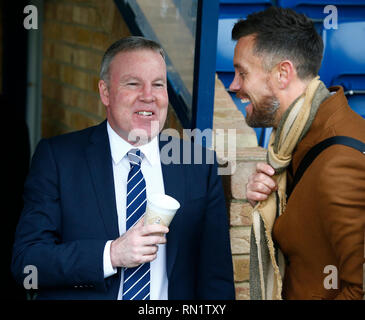 Southend, 16 febbraio, 2019 Kenny Jackett manager di Portsmouth durante il Cielo lega Bet One match tra Southend United e Portsmouth a radici di massa Hall, Southend, in Inghilterra il 16 Feb 2019. Azione di Credito Foto Sport Foto Stock