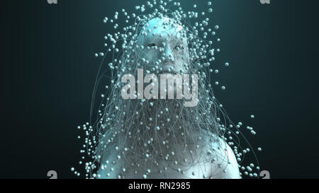 3D render figura umana fatta con linee Foto Stock