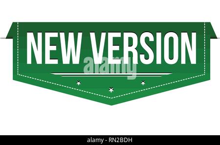 Nuova versione di design di banner su sfondo bianco, illustrazione vettoriale Illustrazione Vettoriale