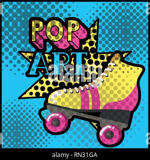 Retrò skate pop art style Illustrazione Vettoriale
