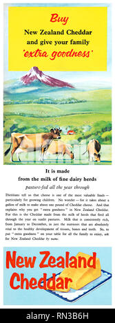 1957 British pubblicità per la Nuova Zelanda di formaggio Cheddar. Foto Stock