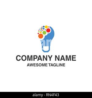 Abstract lampada colorata con il logo di bolla. innovazione idea simbolo modello logo pronto per l'uso Illustrazione Vettoriale