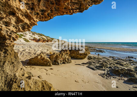 Presso la spiaggia della baia di bollette, Coral Bay Coral Coast, Australia occidentale Foto Stock