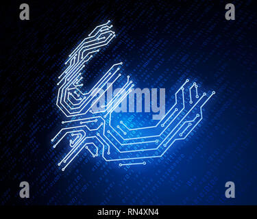 Tecnologia finanziaria elettronica, simbolo dell'euro, trasmissione dati di rete Foto Stock