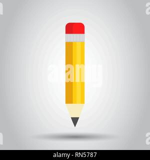 Giallo realistico matita in legno con gomma eraser icona in stile appartamento. Evidenziatore illustrazione vettoriale su sfondo bianco. Il concetto di business. Illustrazione Vettoriale