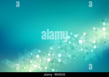 Abstract texture geometrica con strutture molecolari e rete neurale. Molecole di DNA e la ricerca genetica. Plexus sfondo. Illustrazione Vettoriale Illustrazione Vettoriale