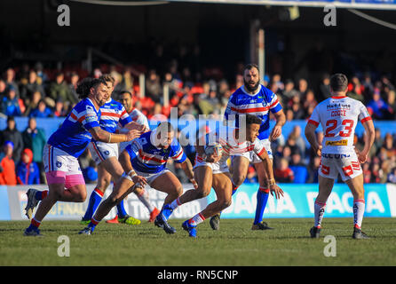 10 febbraio 2019 , Mobile Rocket stadium; Belle Vue, Wakefield, Inghilterra; Betfred Super League, Round 2, Wakefield Trinity vs St Helens ; Regan grazia di Saint Helens Credito: Craig Milner/news immagini Foto Stock