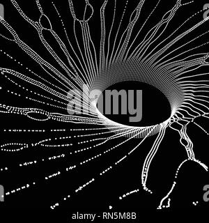 Buco nero costituito da particelle volanti. Abstract Background. 3D illustrazione vettoriale. Illustrazione Vettoriale