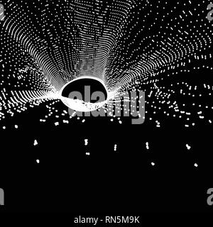 Buco nero costituito da particelle volanti. Abstract Background. 3D illustrazione vettoriale. Illustrazione Vettoriale