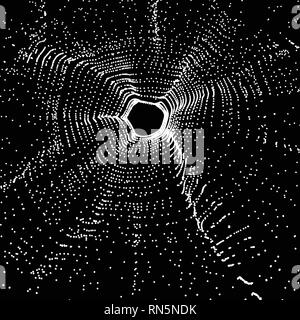 Buco nero costituito da particelle volanti. Abstract Background. 3D illustrazione vettoriale. Illustrazione Vettoriale