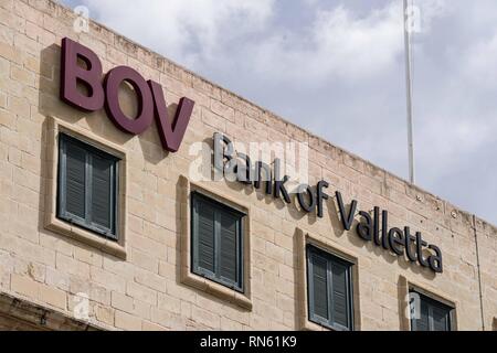 La Valletta, Malta. Xvi Feb, 2019. La Banca di La Valletta quartier generale a La Valletta, Malta. Credito: Sachelle Babbar/ZUMA filo/Alamy Live News Credito: ZUMA Press, Inc./Alamy Live News Credito: ZUMA Press, Inc./Alamy Live News Credito: ZUMA Press, Inc./Alamy Live News Foto Stock