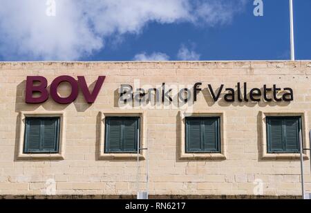 La Valletta, Malta. Xvi Feb, 2019. La Banca di La Valletta quartier generale a La Valletta, Malta. Credito: Sachelle Babbar/ZUMA filo/Alamy Live News Credito: ZUMA Press, Inc./Alamy Live News Credito: ZUMA Press, Inc./Alamy Live News Credito: ZUMA Press, Inc./Alamy Live News Foto Stock