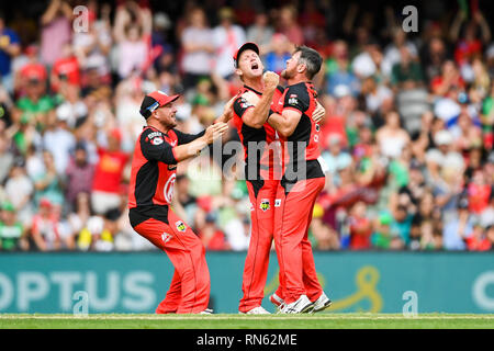 Marvel Stadium, Melbourne, Australia. Xvii Feb, 2019. Australian Big Bash Cricket League, Melbourne traditori rispetto a Melbourne stelle; traditori giocatori celebrare la loro vittoria finale Credito: Azione Sport Plus/Alamy Live News Foto Stock