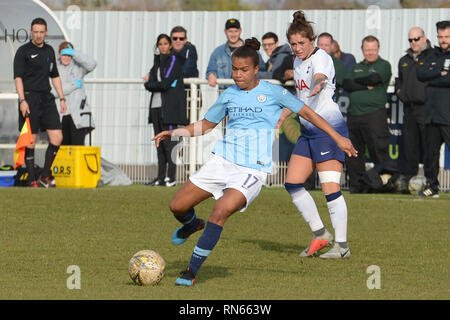 Cheshunt, Regno Unito. Xvii Feb, 2019. Jessica Naz dell uomo città delle donne durante la FA Coppa UEFA femminile quinto round match tra Tottenham Hotspur onorevoli Manchester City le donne a Cheshunt Stadium il 17 febbraio 2019 in Cheshunt, Inghilterra. (Foto di Martine Xerri/phcimages.com) Credit: Immagini di PHC/Alamy Live News Foto Stock