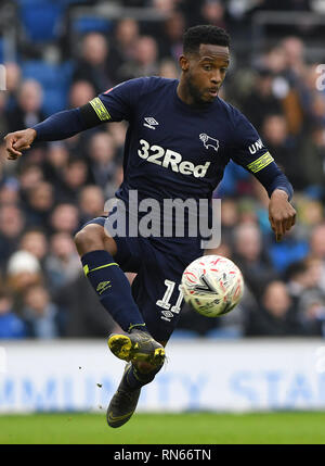 Brighton, Regno Unito. Xvi Feb, 2019. Florian Jozefzoon di Derby County - Brighton & Hove Albion v Derby County, Emirati FA Cup - quinto round, Amex Stadium, Brighton - 16 Febbraio 2019 solo uso editoriale - DataCo restrizioni si applicano Credito: Giornata immagini limitata/Alamy Live News Foto Stock