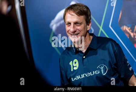 Il Principato di Monaco. Xvii Feb, 2019. Tony Hawk (Laureus Academy Membro) in un'intervista. GES/sport/Generale Laureus World Sports Awards 2019, 17.02.2019 Sport: Laureus World Sports Awards 2019, febbraio 17, 2019 | Utilizzo di credito in tutto il mondo: dpa/Alamy Live News Foto Stock