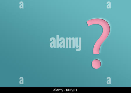 Punto interrogativo su una carta effetto di esclusione, concetto di domande, faq e mistero concept Foto Stock