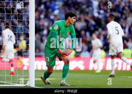 Yassine Bounou "bono" di Girona (FC) visto in azione durante la spagnola La Liga match tra il Real Madrid e Girona CF al Santiago Bernabeu Stadium in Madrid, Spagna. ( Il punteggio finale; Real Madrid 1 : 2 Girona ) Foto Stock