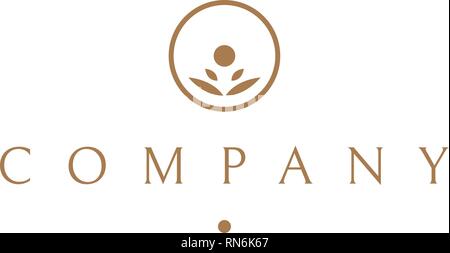 Lo Yoga lotus golden circle vettore di immagine del logo Illustrazione Vettoriale