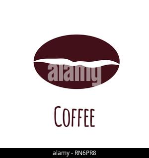 Vector chicco di caffè icona. Piatto semplice illustrazione Illustrazione Vettoriale