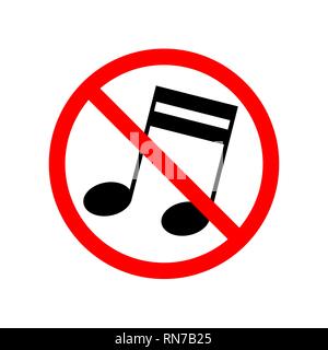 La musica non sono ammessi, rosso vietato firmare su bianco Illustrazione Vettoriale