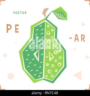Cartoon pera vettore. Cartoon pera isolato illustrazione vettoriale per il pacchetto, menu Etichetta, pubblicizzare. Abstract cartoon pera poster per vivaio, stampa Illustrazione Vettoriale