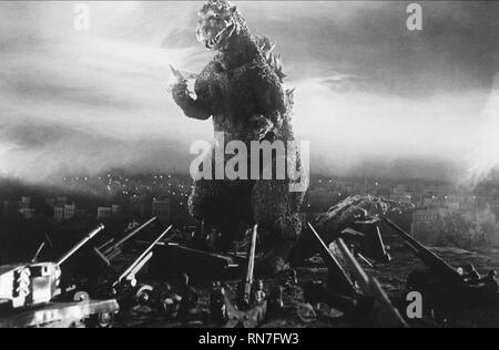 Attacchi dell'ESERCITO MONSTER, GODZILLA, 1954 Foto Stock