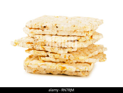 Dieta di riso pane isolati su sfondo bianco Foto Stock