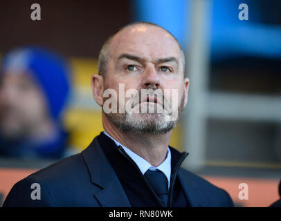 Kilmarnock manager Steve Clarke durante la Ladbrokes Premiership scozzese corrispondono a Rugby Park, Kilmarnock. Foto Stock