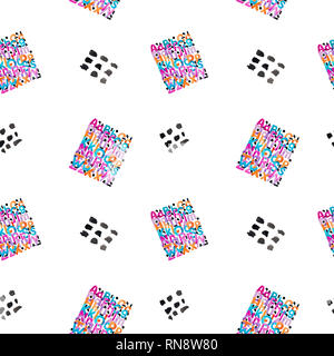 Colorato alfabeto acquerello seamless pattern dipinto a mano luminoso lettere abc Foto Stock