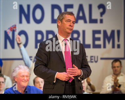 Lasciare significa lasciare gli attivisti tenere Andiamo OMC rally presso la centrale di metodisti Hall dotata di: Nigel Farage MEP Dove: Londra, Regno Unito quando: 17 Gen 2019 Credit: Wheatley/WENN Foto Stock