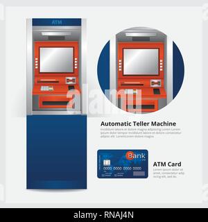 ATM Bancomat con la carta bancomat illustrazione vettoriale Illustrazione Vettoriale