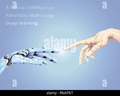 La mano del robot e persona Illustrazione Vettoriale