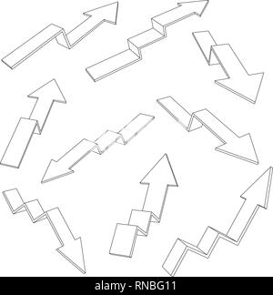 Finanziari frecce di indicazione set. Icone di contorno Illustrazione Vettoriale