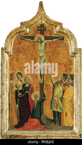 Bernardo Daddi (Firenze, active ca .1312- 1348). La Crocifissione (ca. 1330 - 1335). Tempera e oro su pannello. 37,4 x 22,2 cm. Museo: Museo Nacional Thyssen-Bornemisza, Madrid. Foto Stock