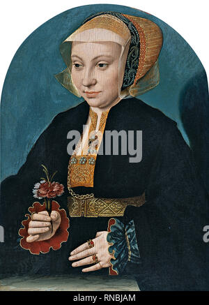 Bartolomeo Bruyn (Wesel o colonia, 1493-Colonia, 1555). Ritratto di una donna (ca. 1538 - 1539). Olio su pannello. 34,9 x 25,5 cm. Museo: Museo Nacional Thyssen-Bornemisza, Madrid. Autore: Bruyn, Bartolomeo. Bruyn, Bartholomaeus (Barthel), il sambuco. Foto Stock