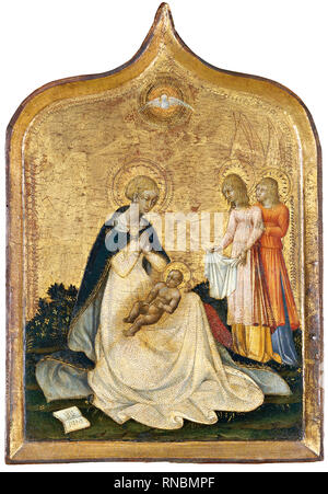 Giovanni di Paolo (Siena, ca. 1399-1482). La Vergine di umiltà (ca. 1440). Tempera e oro su pannello. 32,5 x 22,5 cm. Museo: Museo Nacional Thyssen-Bornemisza, Madrid. Foto Stock