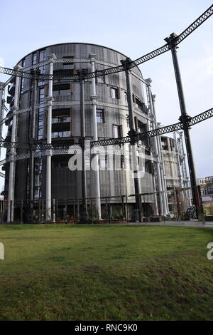 Parcheggio Gasometro appartamenti costruito in stile vittoriano titolari di gas King's Cross Foto Stock