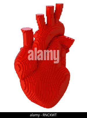 Stampati in 3D cuore isolato Foto Stock