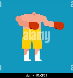 Boxer isolato. Atleta in atteggiamento di combattimento. Illustrazione Vettoriale Illustrazione Vettoriale