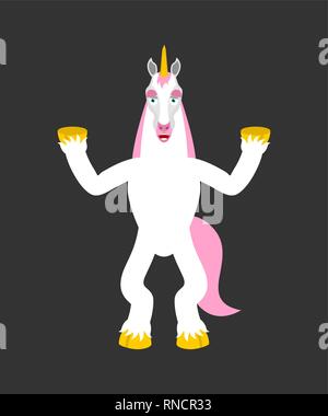 Unicorn felice. Magic cavallo merry emozioni. Fata bestia gioiosa. Illustrazione Vettoriale Illustrazione Vettoriale