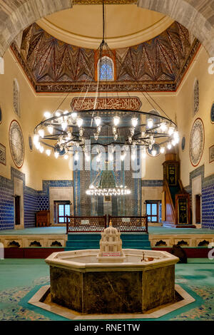 Interno della moschea verde (o la moschea di Mehmed I), Bursa, Turchia Foto Stock