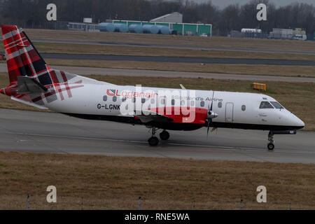 Stanstead, Regno Unito. 18 Febbraio, 2019. Loganair ha annunciato che è in passo-passo per fissare le cinque principali percorsi in seguito all'annuncio dell'Flybmi decisoin per nominare gli amministratori di credito DavidsonAlamy Ian Live News. Credito: Ian Davidson/Alamy Live News Foto Stock