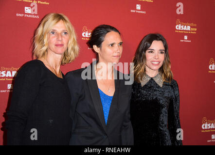 Sandrine Kiberlain, Jeanne Herry e Elodie Bouchez assiste dal produttore a cena Cesar 2019 tenutosi al Four Seasons Hotel George V. Foto Stock