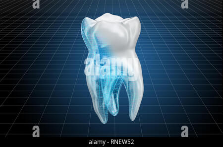 Visualizzazione 3D CAD modello di dente umano, rendering 3D Foto Stock