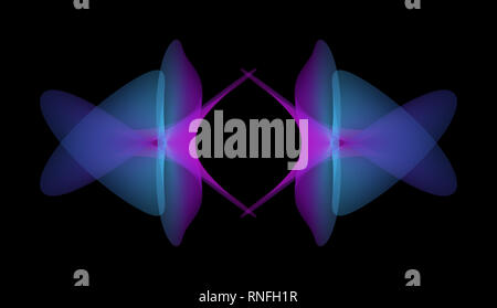 Gradiente colorate forme organiche in uno spazio nero. Abstract background. Futuristica forma libera texture. Simmetria geometrica pattern. Foto Stock