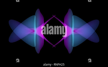 Gradiente colorate forme organiche in uno spazio nero. Abstract background. Futuristica forma libera texture. Simmetria geometrica pattern. Foto Stock