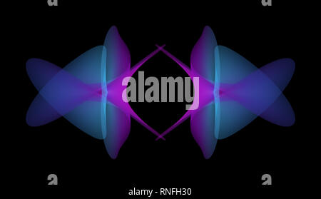 Gradiente colorate forme organiche in uno spazio nero. Abstract background. Futuristica forma libera texture. Simmetria geometrica pattern. Foto Stock