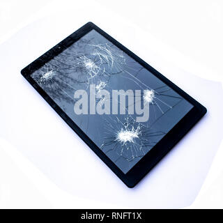 Rotture di Smart Phone Tablet dispositivo mobile su sfondo bianco Foto Stock