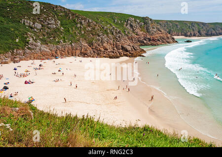 Porthcurno Beach, Cornwall, Inghilterra. Foto Stock